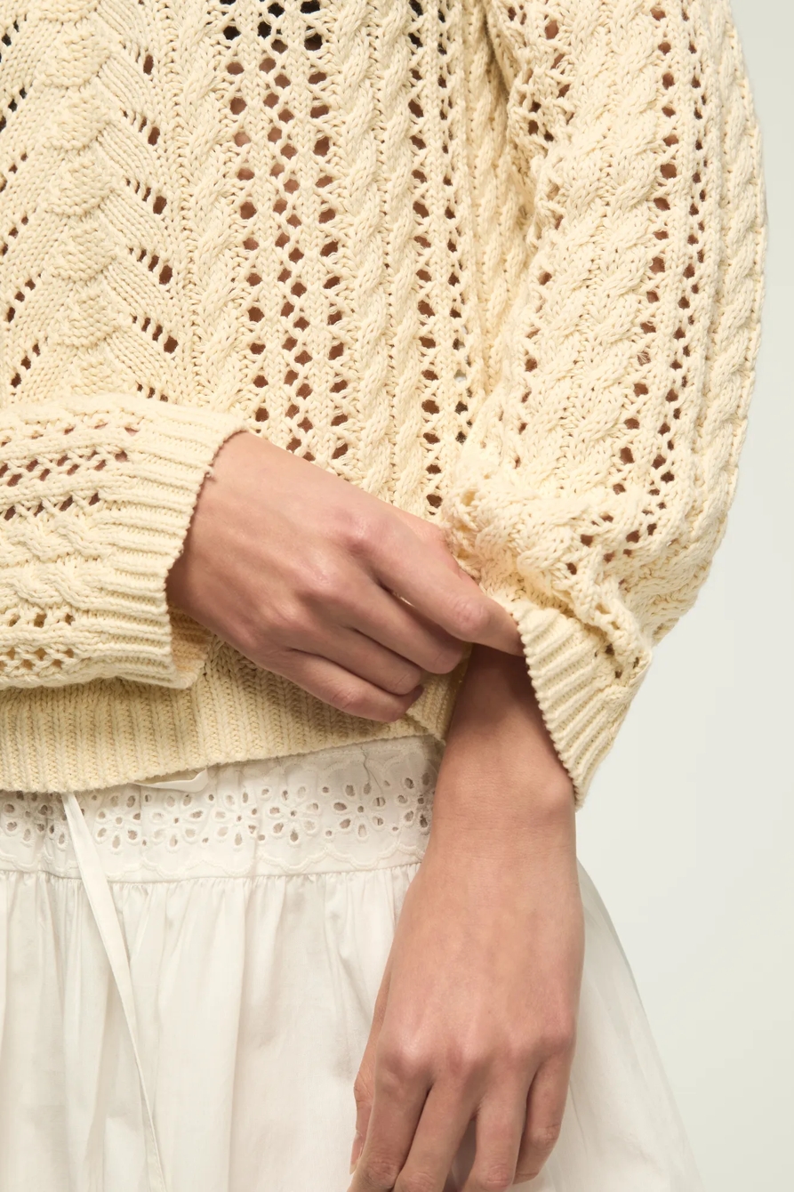 OPEN CABLE V NECK SWEATER, image 2