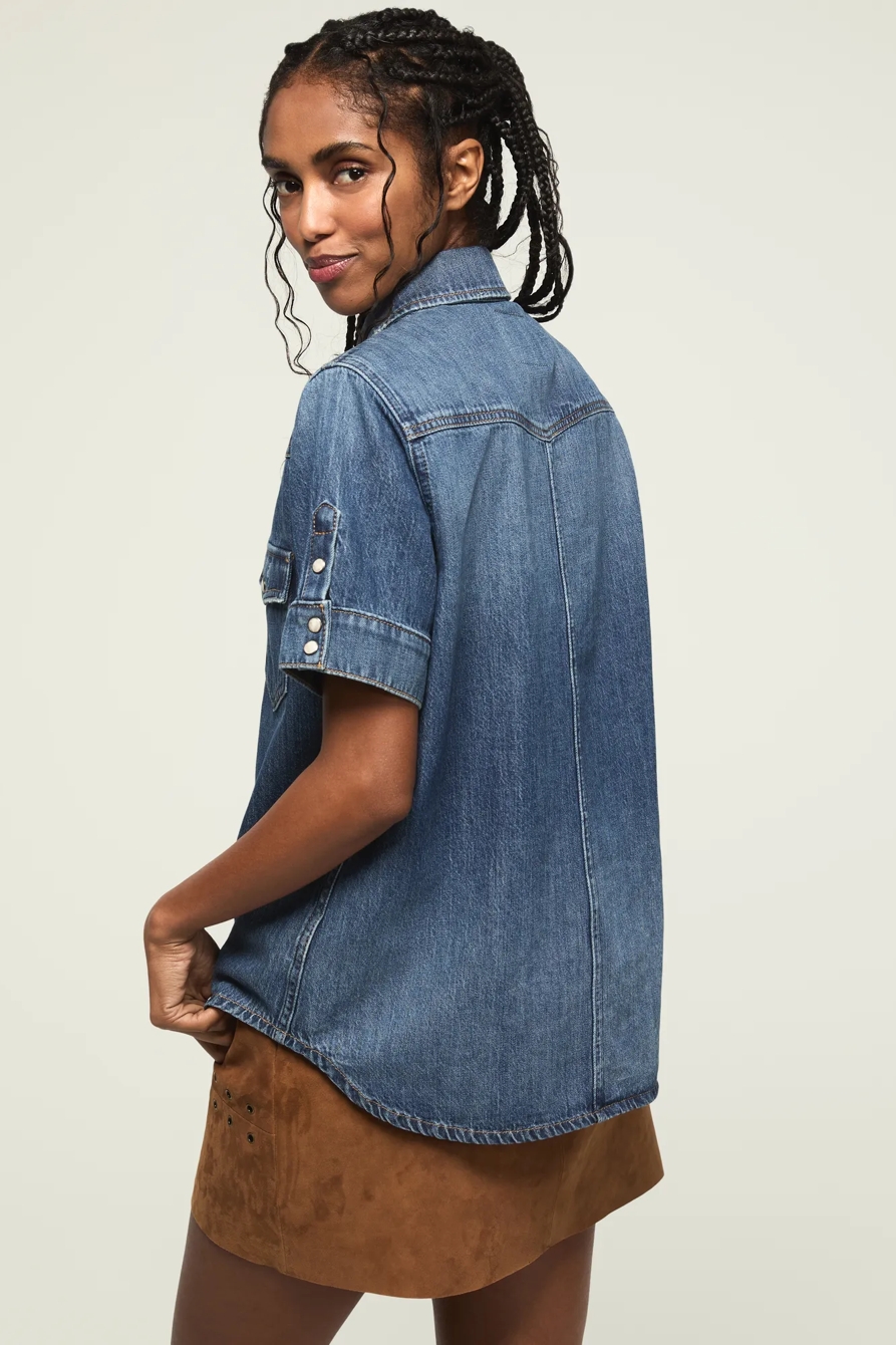 CUT OFF DENIM BUTTON DOWN, image 3