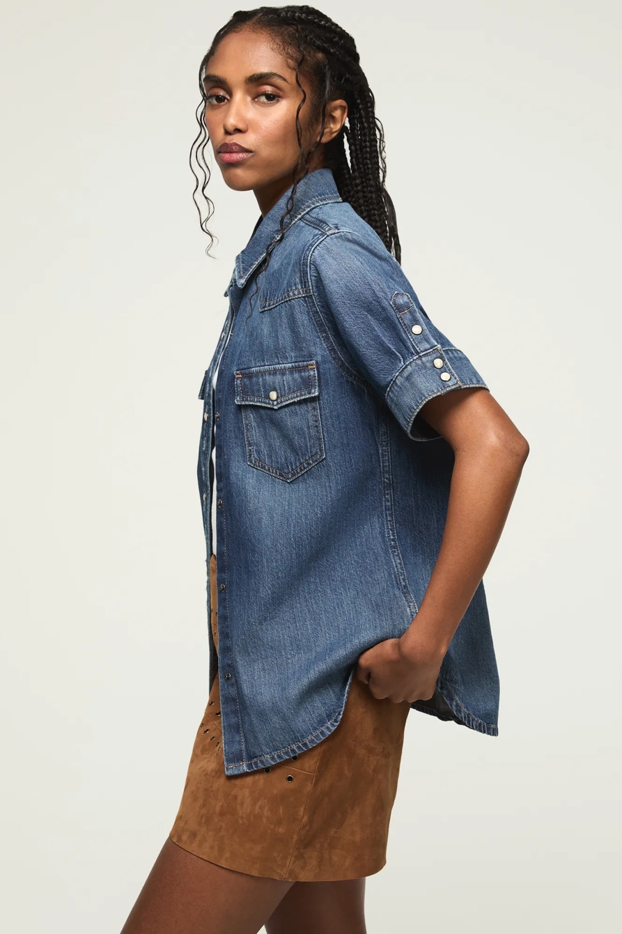 CUT OFF DENIM BUTTON DOWN, image 4