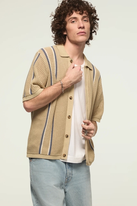 STRIPE BUTTON FRONT SWEATER, image 1