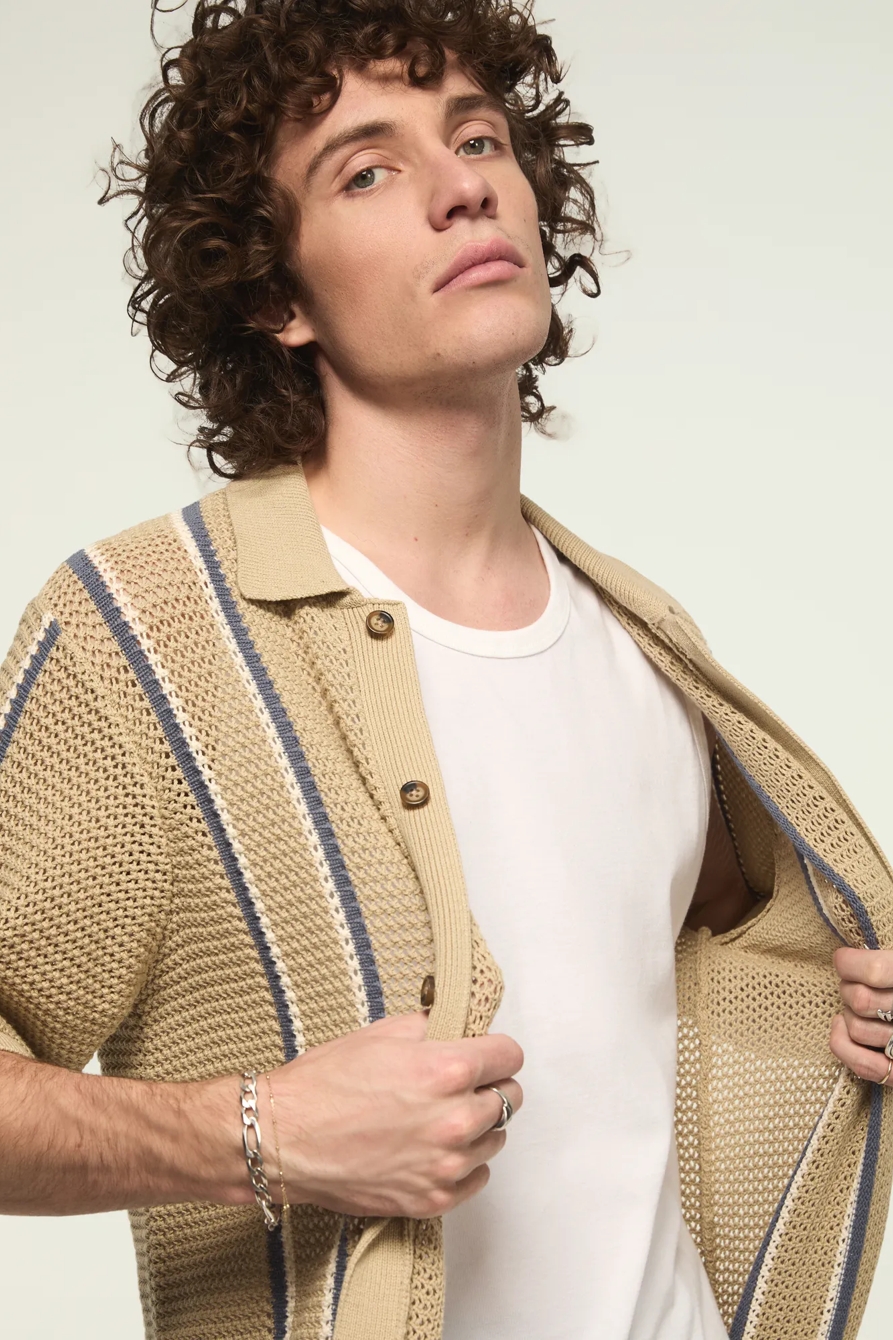 STRIPE BUTTON FRONT SWEATER, image 2