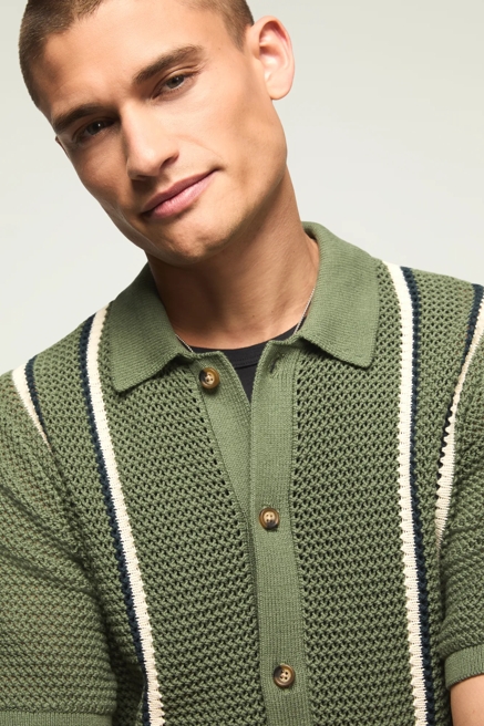 STRIPE BUTTON FRONT SWEATER, image 2