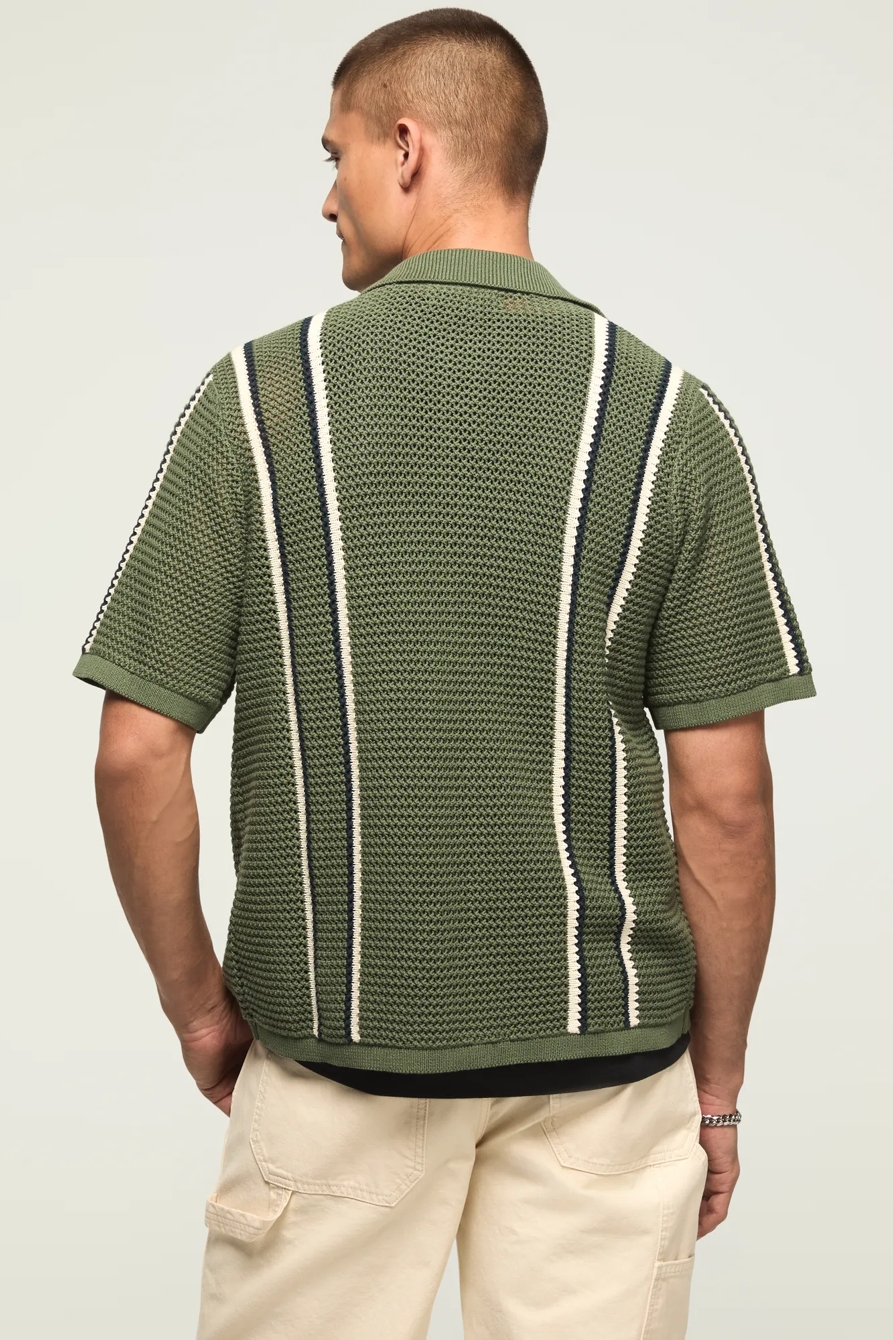 STRIPE BUTTON FRONT SWEATER, image 3