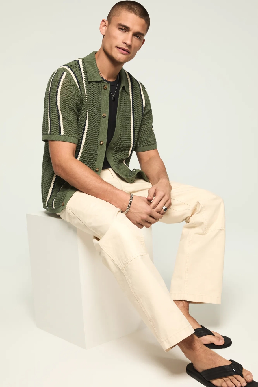 STRIPE BUTTON FRONT SWEATER, image 5