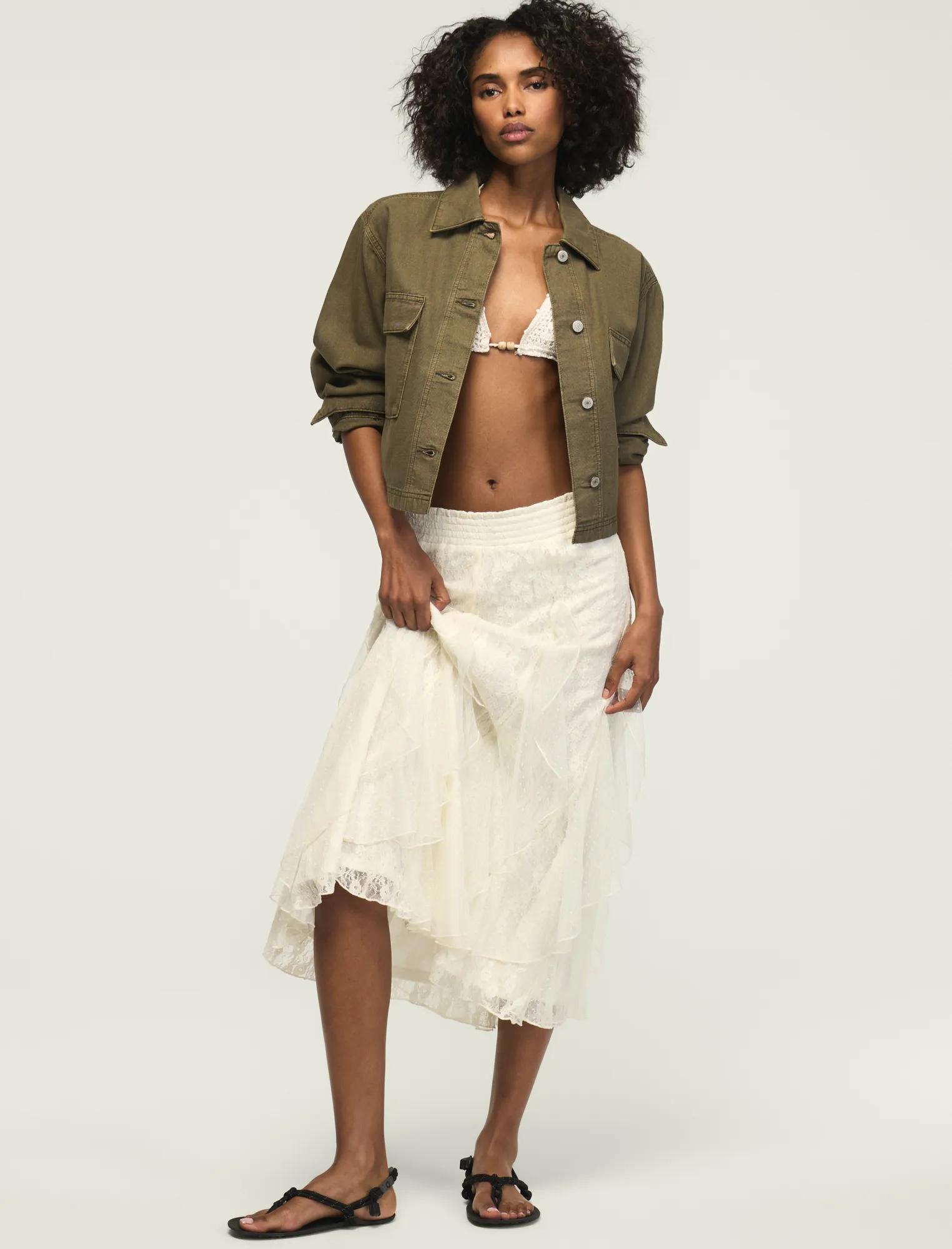 Hollister Asymmetrical Hem Lace Midi Skirt | Arden Fair