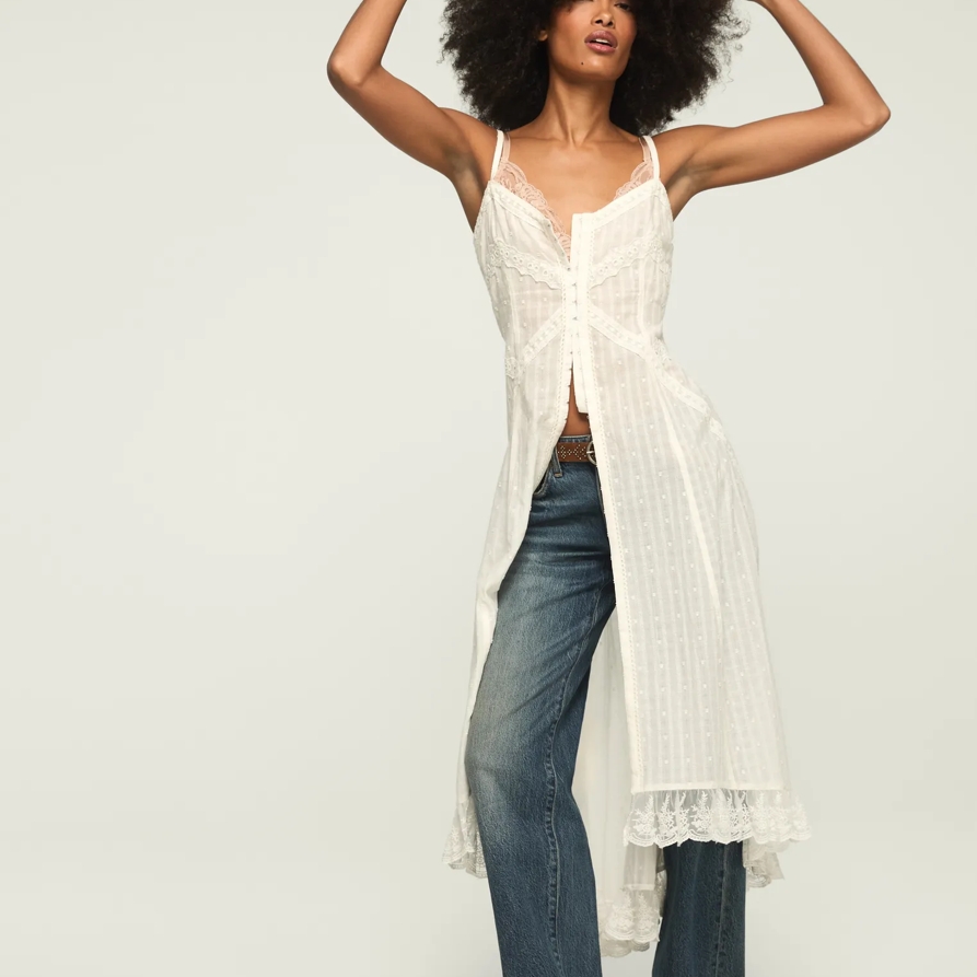 Lucky Brand Festival Lace Trimmed Hook Eye Top - Women's Clothing Tops Tees Shirts