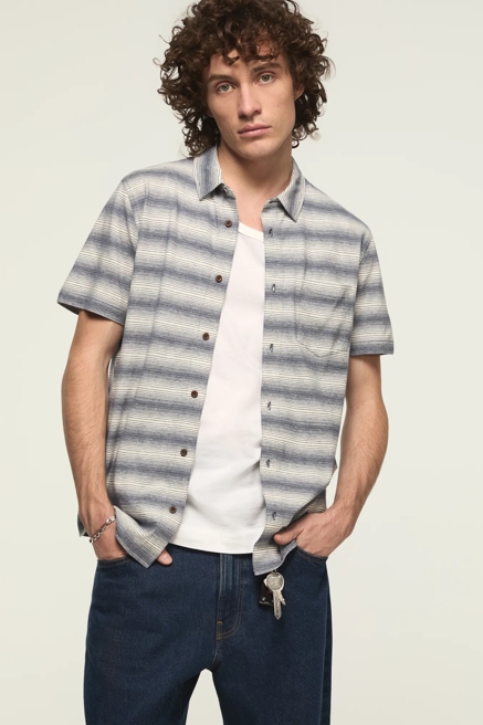 LINEN STRIPED SHORT SLEEVE SHIRT, image 1