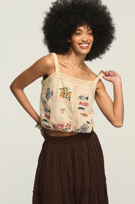 NOVELTY EMBROIDERED BUBBLE TOP, image 1