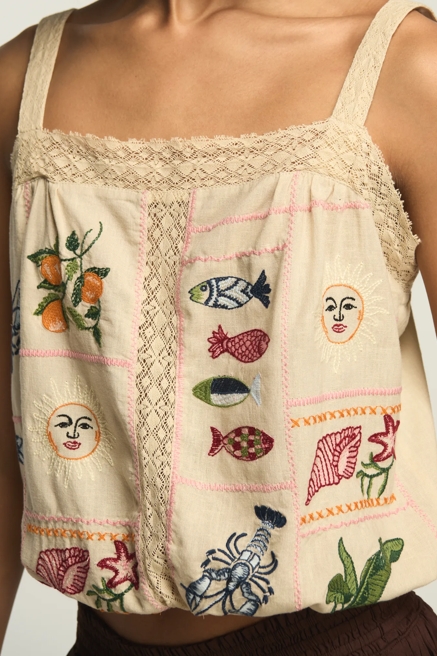 NOVELTY EMBROIDERED BUBBLE TOP, image 2