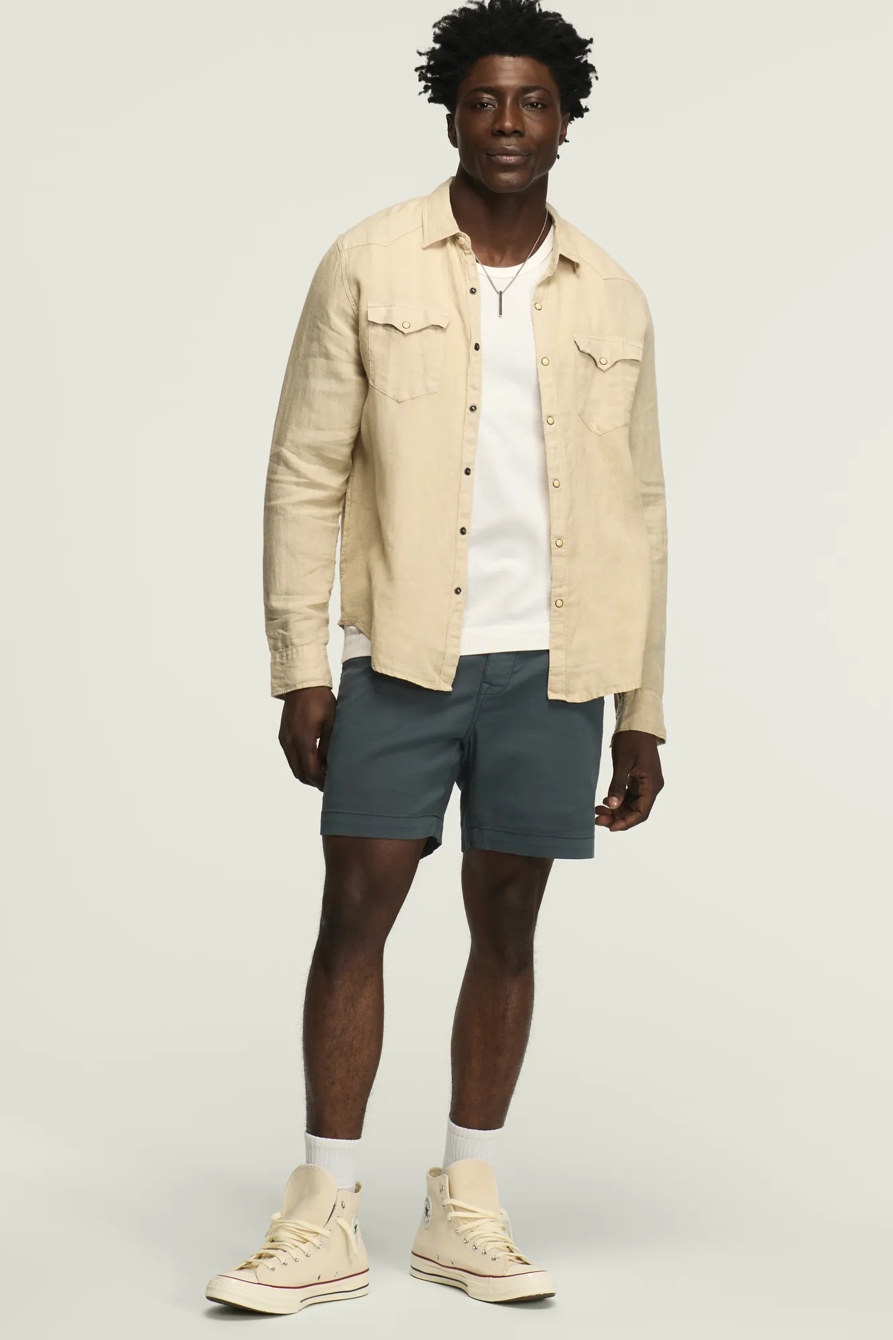 7" STRETCH TWILL FLAT FRONT SHORTS- CLOVER", image 2