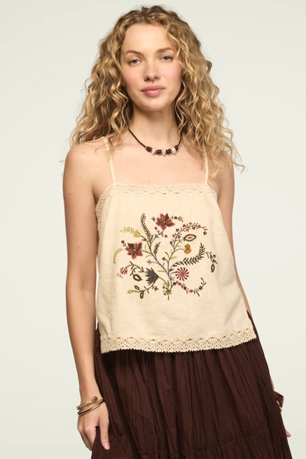 FLORAL CONTRAST EMBROIDERED TANK, image 1