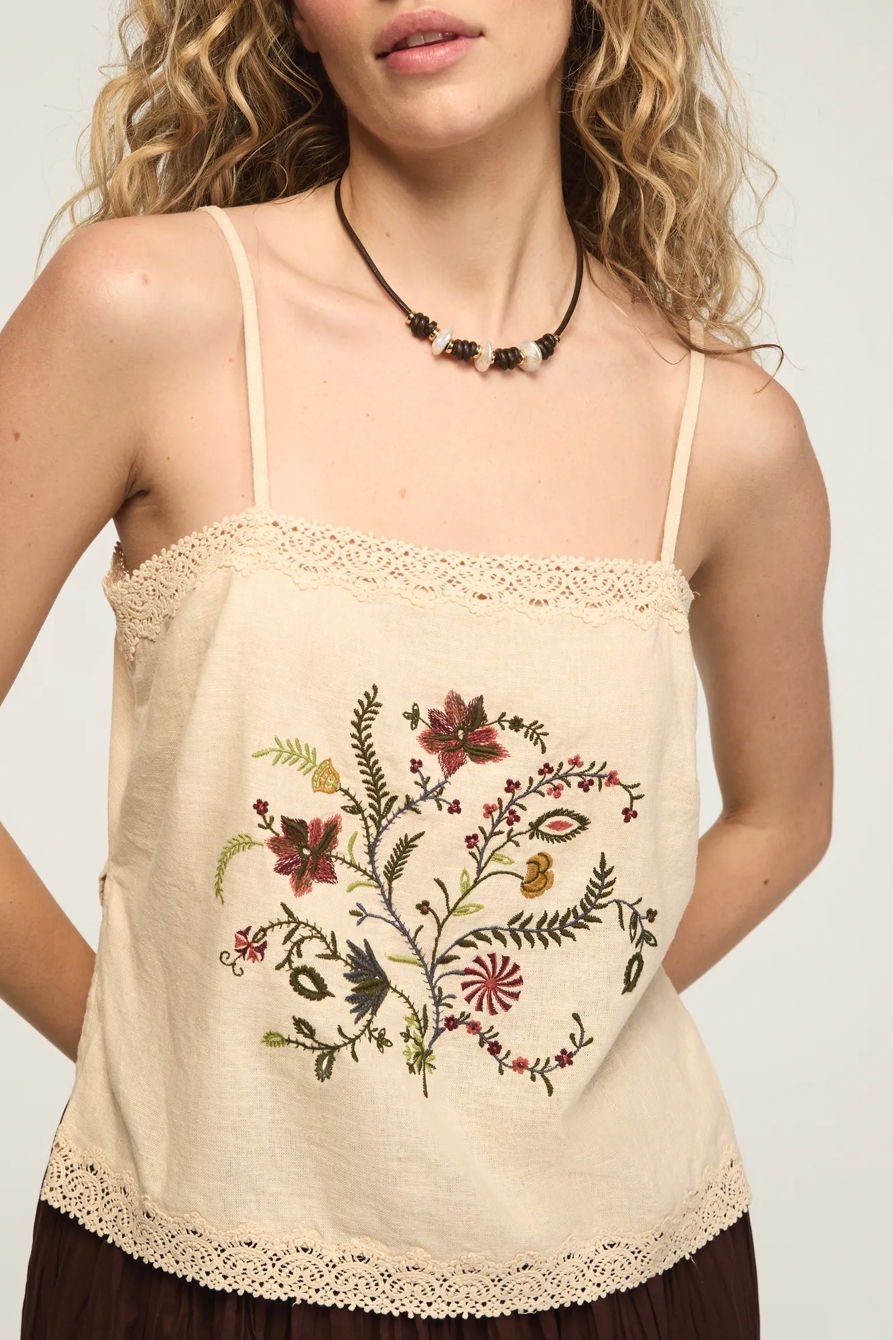 FLORAL CONTRAST EMBROIDERED TANK, image 2