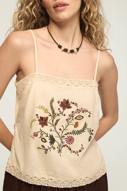 FLORAL CONTRAST EMBROIDERED TANK, image 2