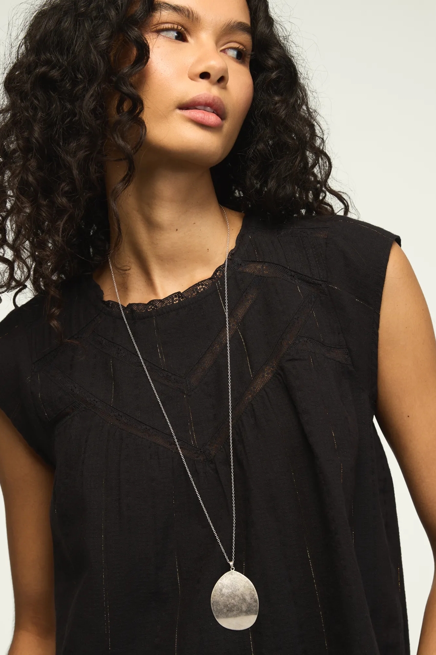LACE YOKE FLUTTER TOP, image 2