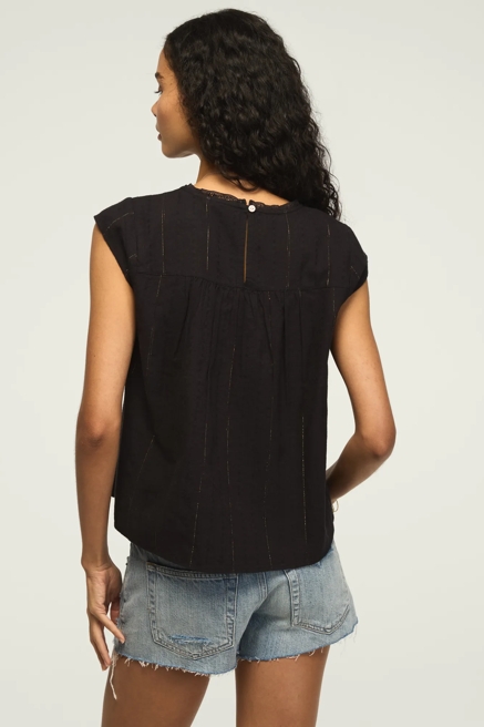 LACE YOKE FLUTTER TOP, image 3