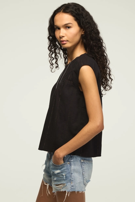 LACE YOKE FLUTTER TOP, image 4