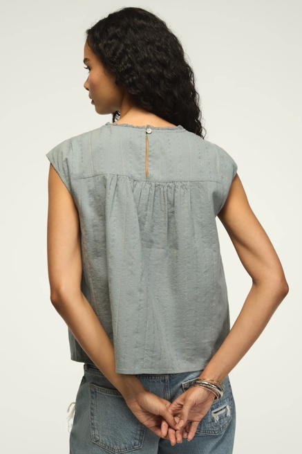 LACE YOKE FLUTTER TOP, image 3