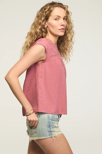 LACE YOKE FLUTTER TOP, image 4