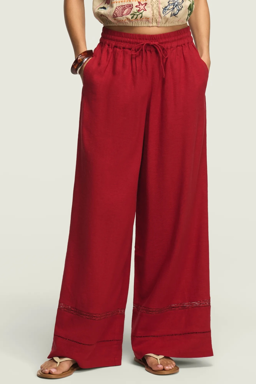 LINEN LACE TRIMMED PANT, image 2