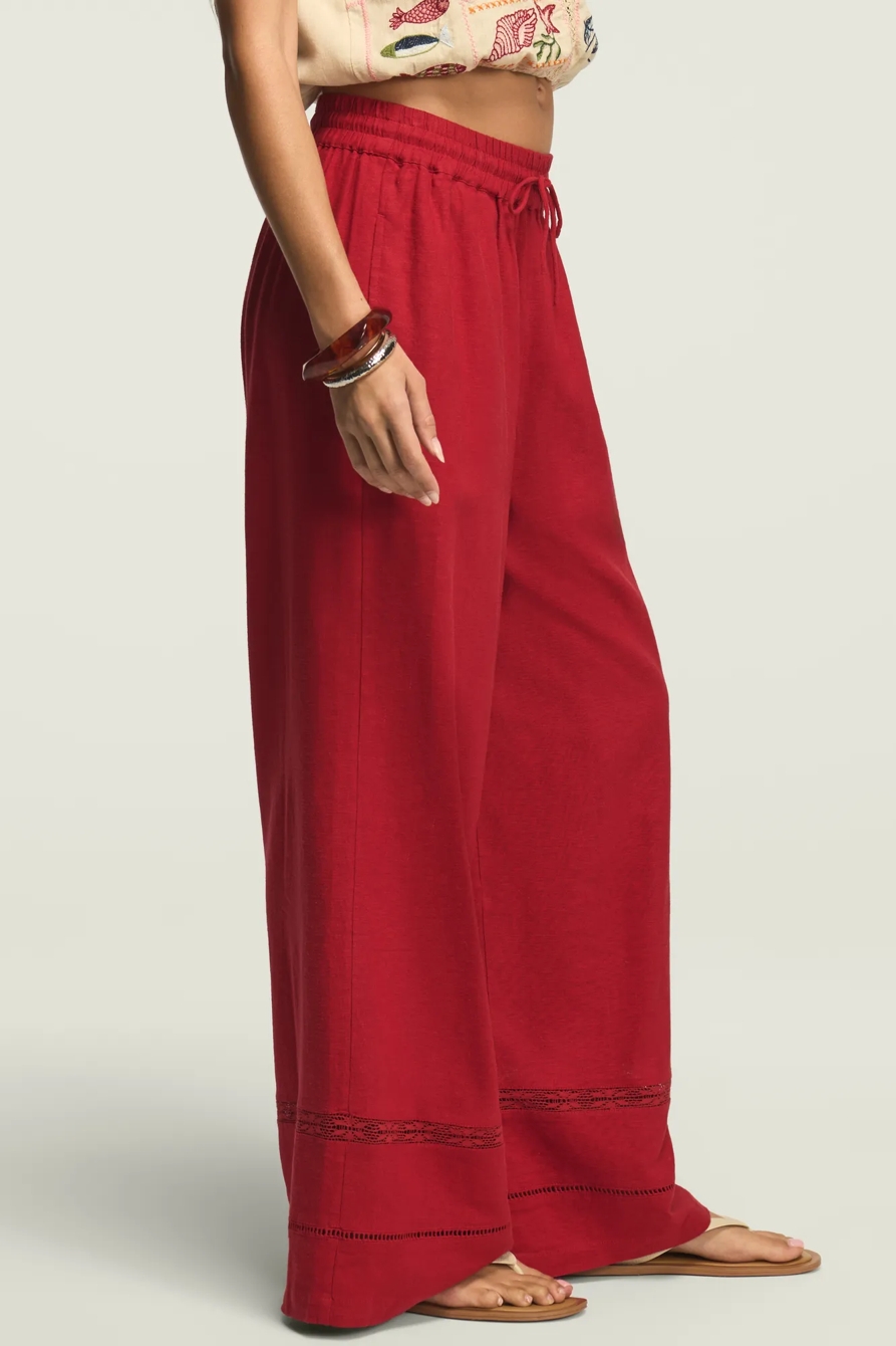 LINEN LACE TRIMMED PANT, image 4