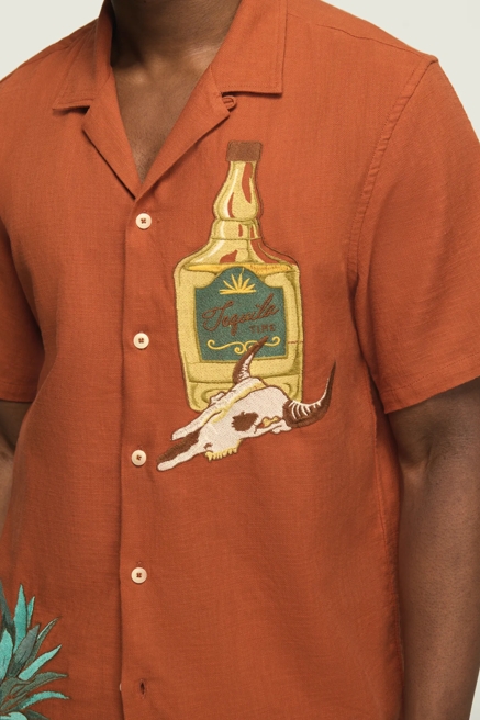 SHORT SLEEVE EMBROIDERED CAMP COLLAR SHIRT, image 2