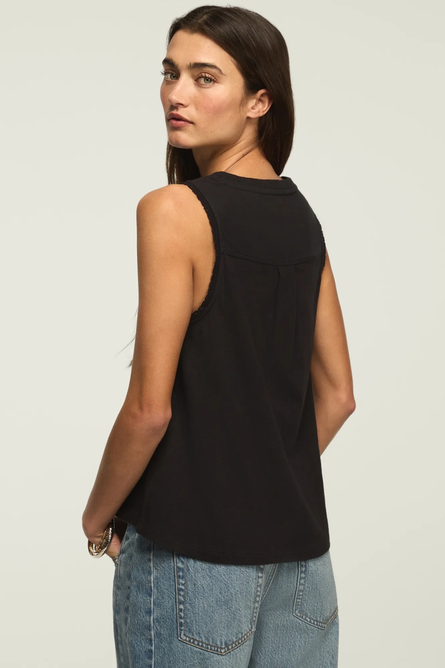 CROCHET TRIM HENLEY TANK, image 3