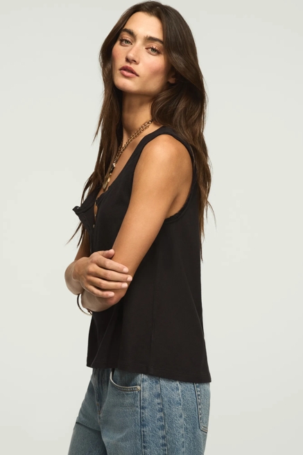 CROCHET TRIM HENLEY TANK, image 4