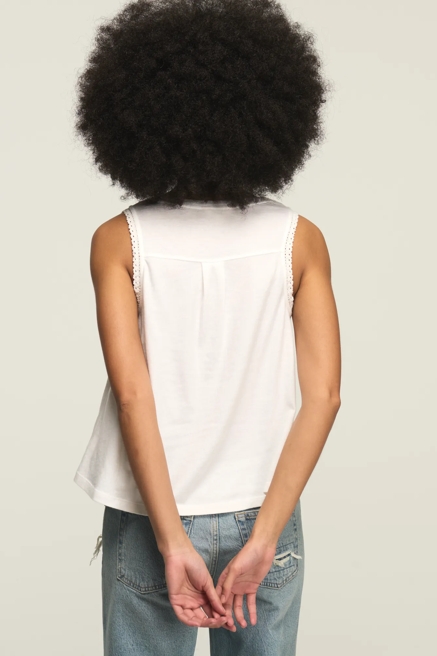 CROCHET TRIM HENLEY TANK, image 3