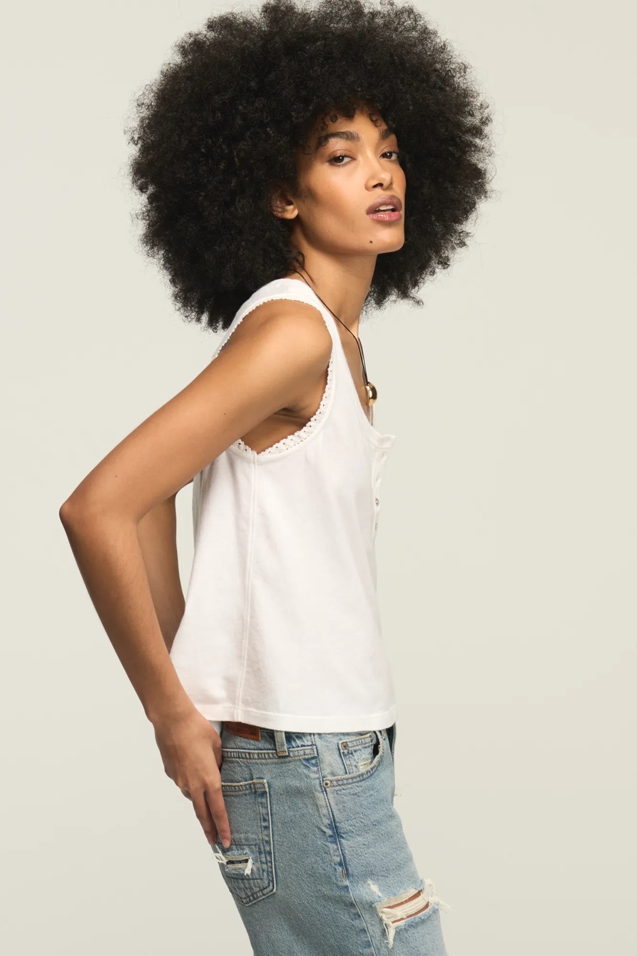 CROCHET TRIM HENLEY TANK, image 4