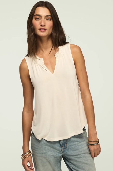 SANDWASH SMOCKED TRIM TANK, image 1