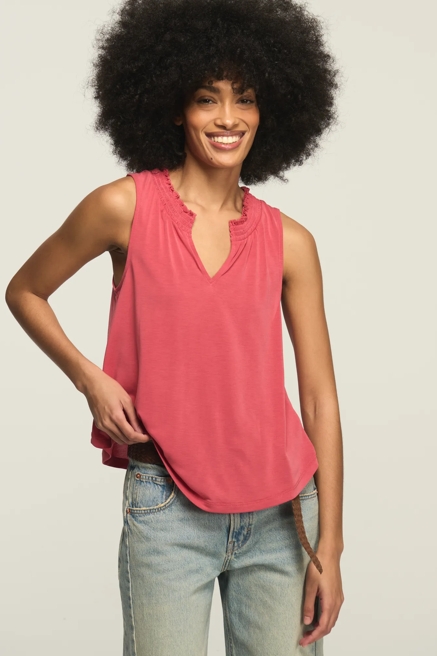 SANDWASH SMOCKED TRIM TANK, image 1
