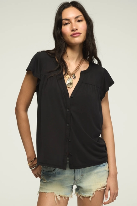 SANDWASH BUTTON UP NOTCH TOP, image 1