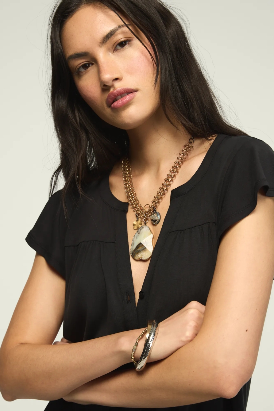 SANDWASH BUTTON UP NOTCH TOP, image 2