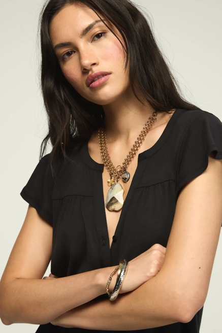 SANDWASH BUTTON UP NOTCH TOP, image 2