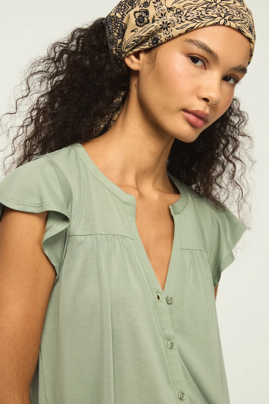 SANDWASH BUTTON UP NOTCH TOP, image 2