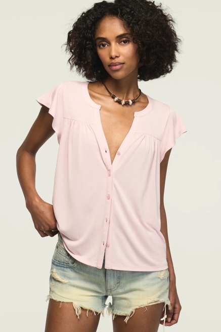SANDWASH BUTTON UP NOTCH TOP, image 1