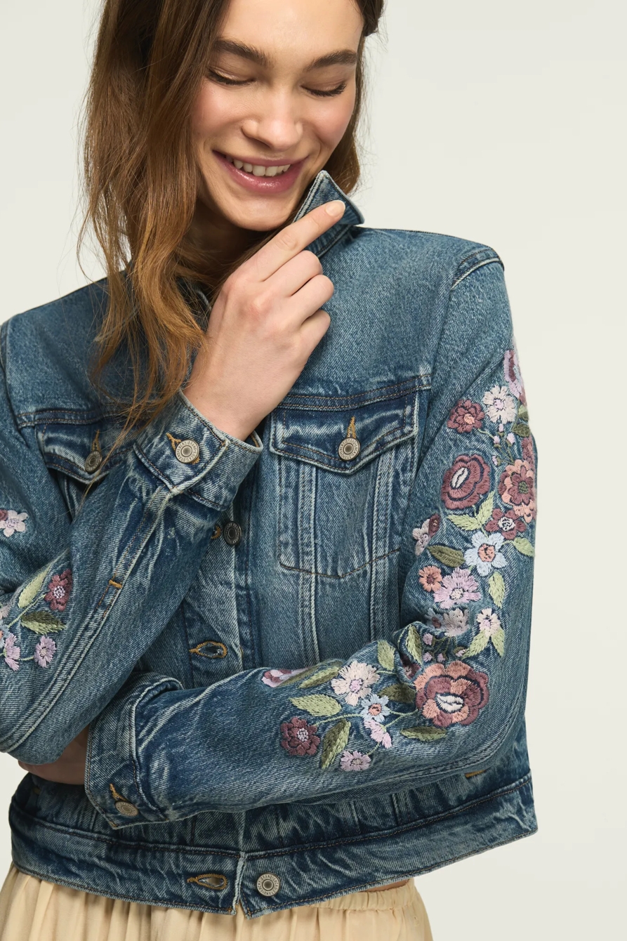 EMBROIDERED DENIM TRUCKER, image 2