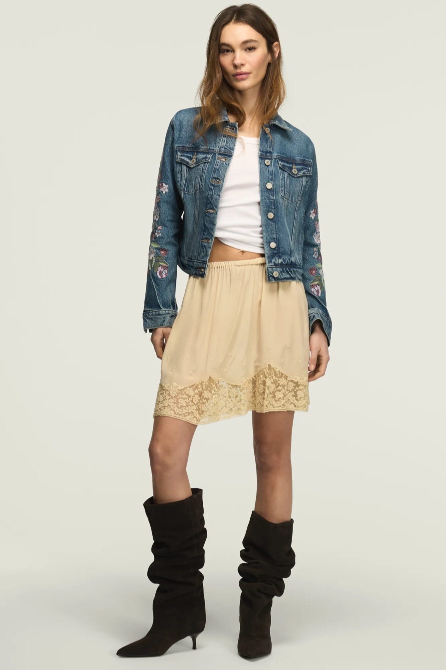 EMBROIDERED DENIM TRUCKER, image 5