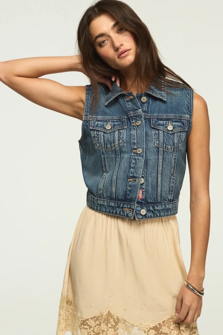 CROPPED TRUCKER VEST, image 1