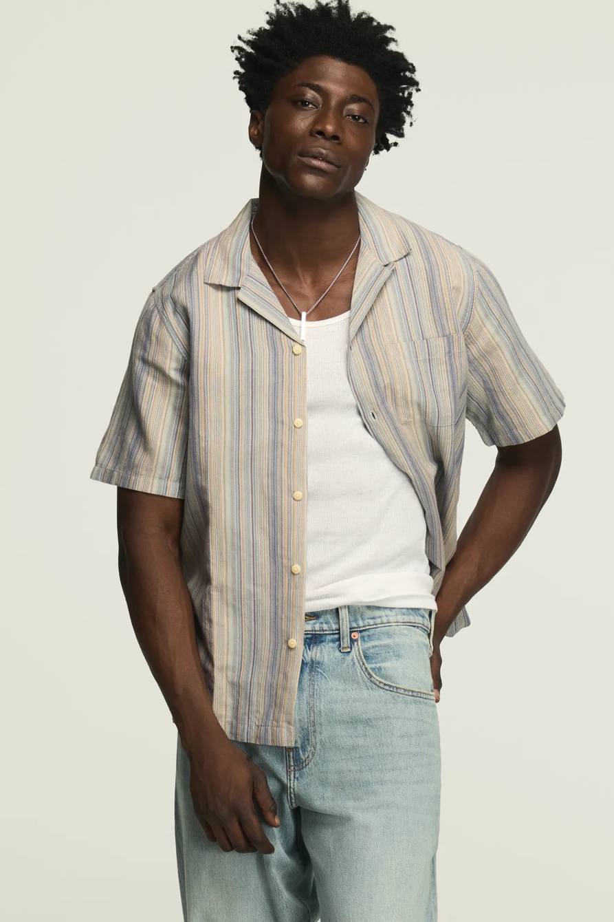 SHORT SLEEVE STRIPED WOVEN SHIRT, image 2