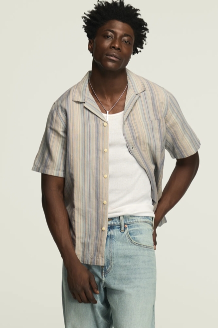 SHORT SLEEVE STRIPED WOVEN SHIRT, image 2