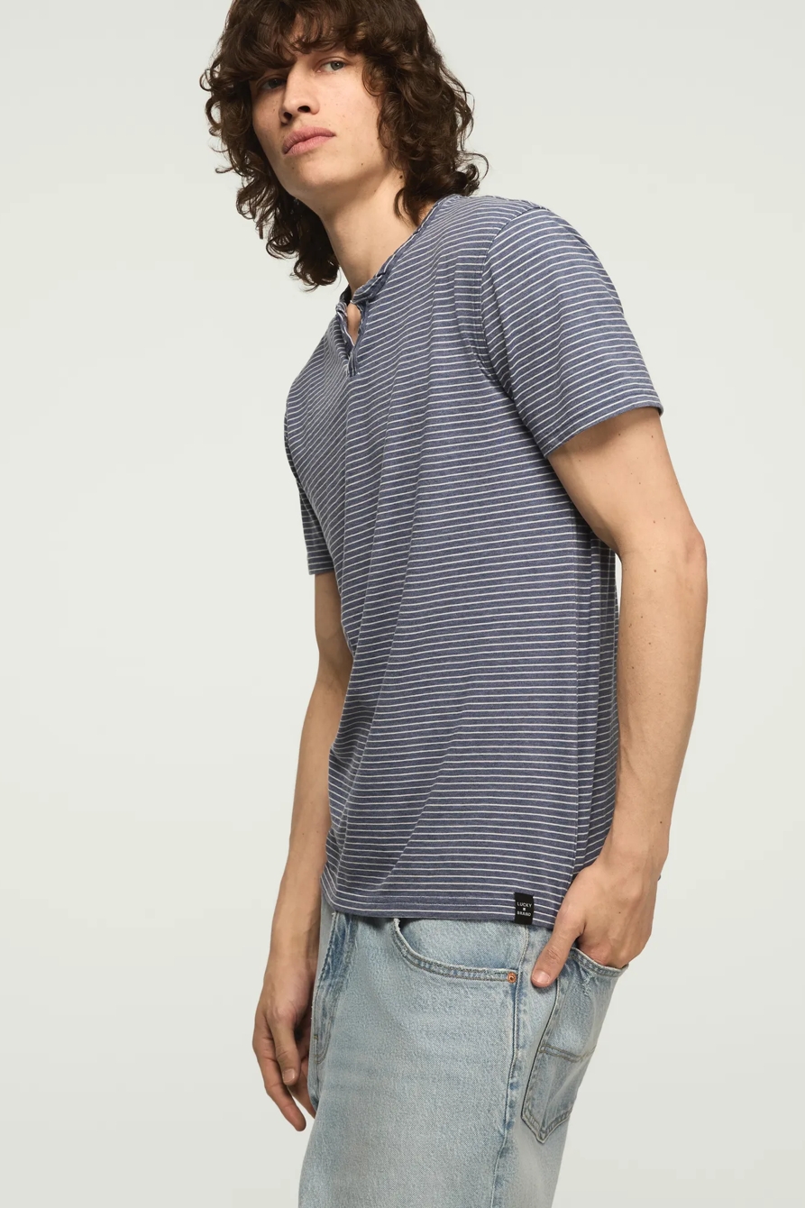 STRIPED VENICE BURNOUT NOTCH NECK TEE, image 3