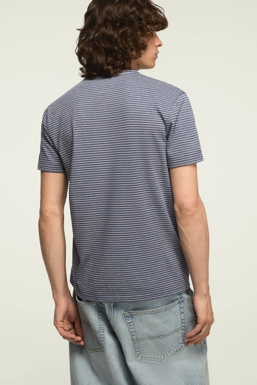 STRIPED VENICE BURNOUT NOTCH NECK TEE, image 4
