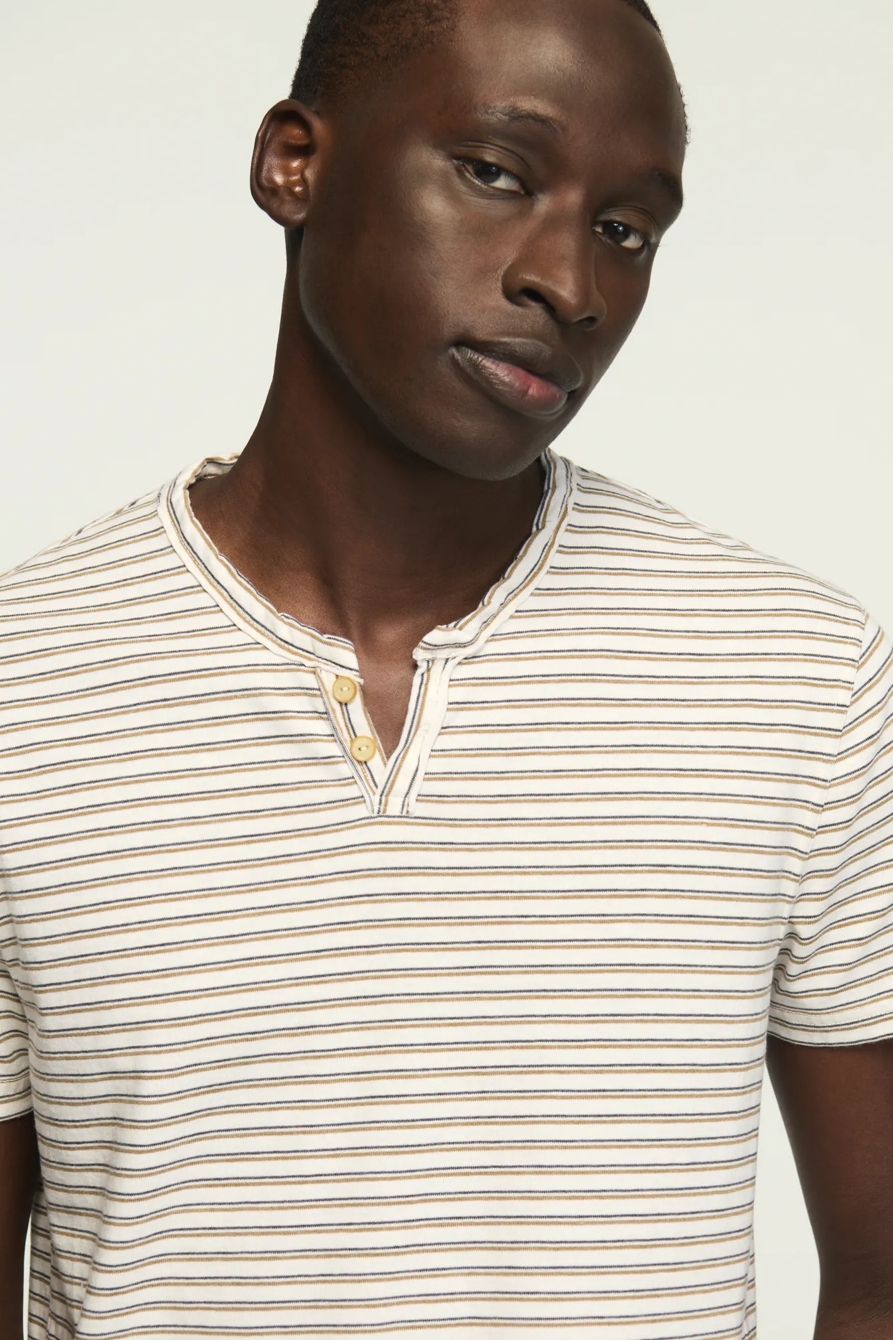 STRIPED VENICE BURNOUT NOTCH NECK TEE, image 2
