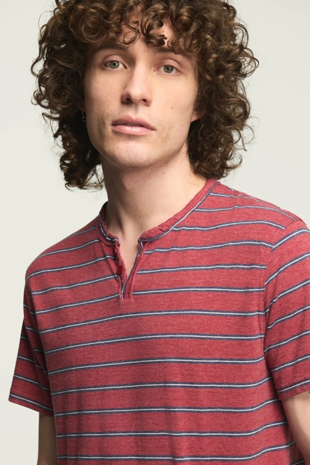 STRIPED VENICE BURNOUT NOTCH NECK TEE, image 1