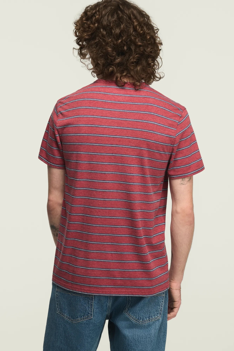 STRIPED VENICE BURNOUT NOTCH NECK TEE, image 3