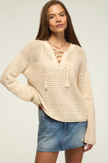 LACE UP PULLOVER SWEATER, image 1