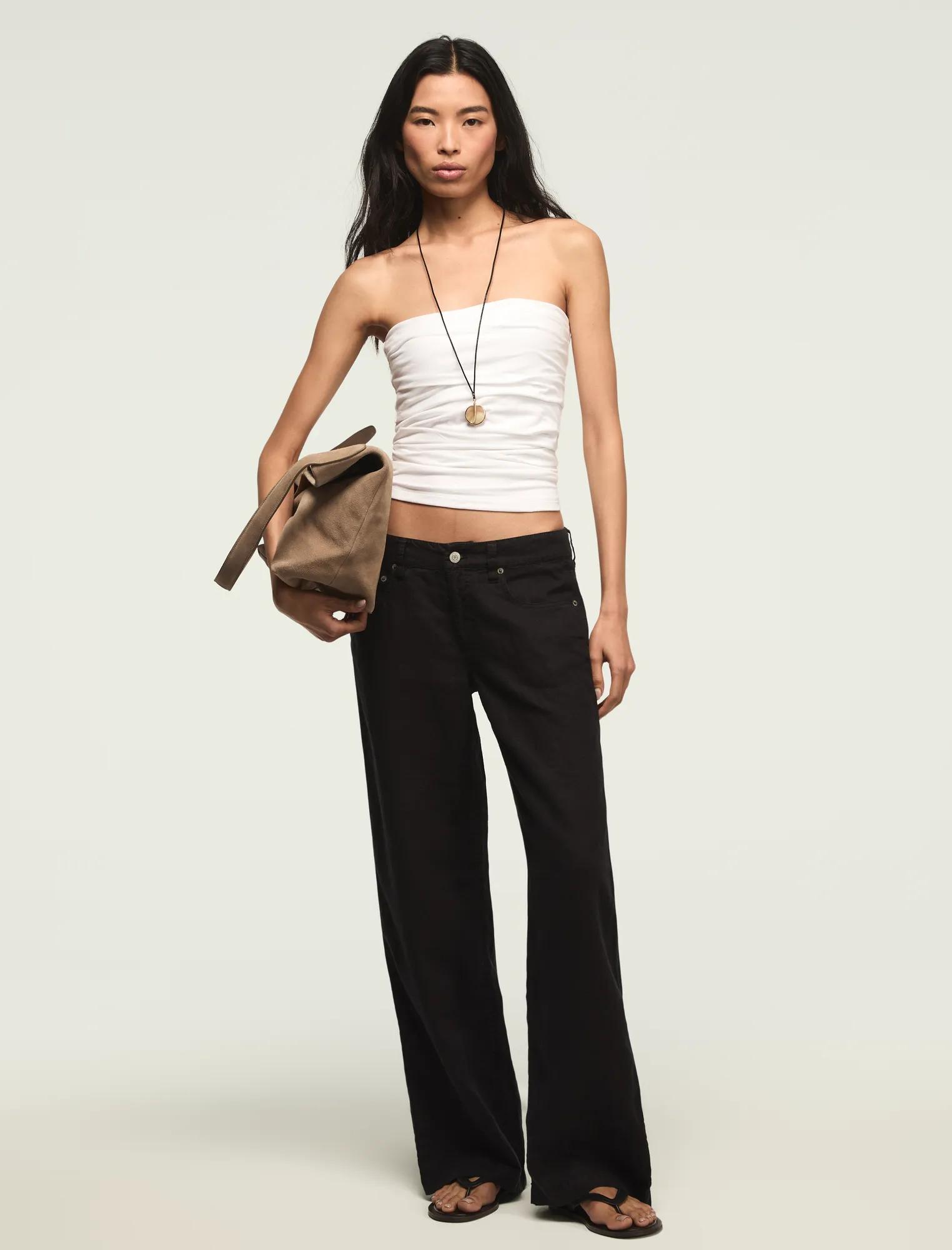 baggy linen wide leg pant