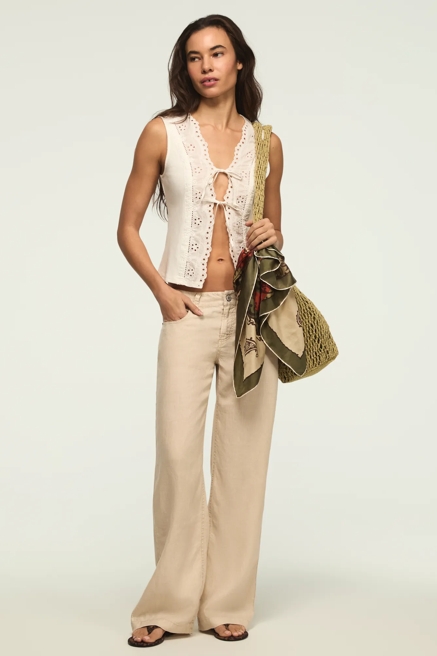 BAGGY LINEN WIDE LEG PANT, image 1