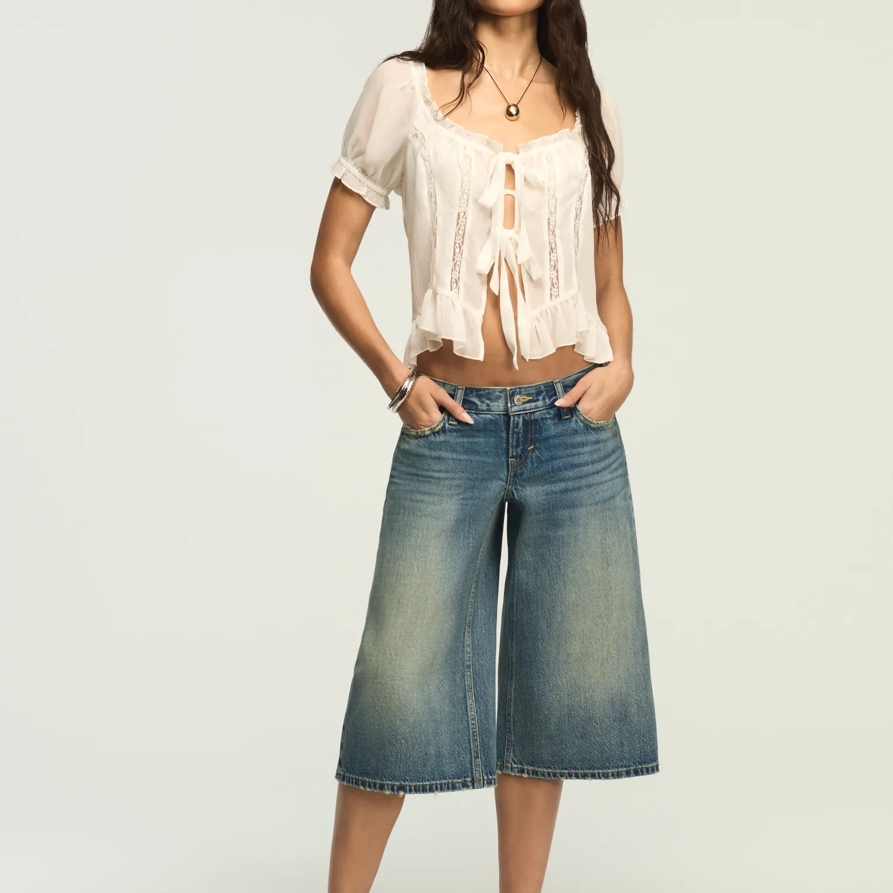 Lucky Brand Super Low Rise Ultra Wide Culotte - Women's Jeans Denim Pants